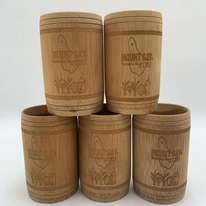 Mount Gay Est. 1703 Tumbler Tiki Cups Barbados Rum Wooden Etched Set Of (5)